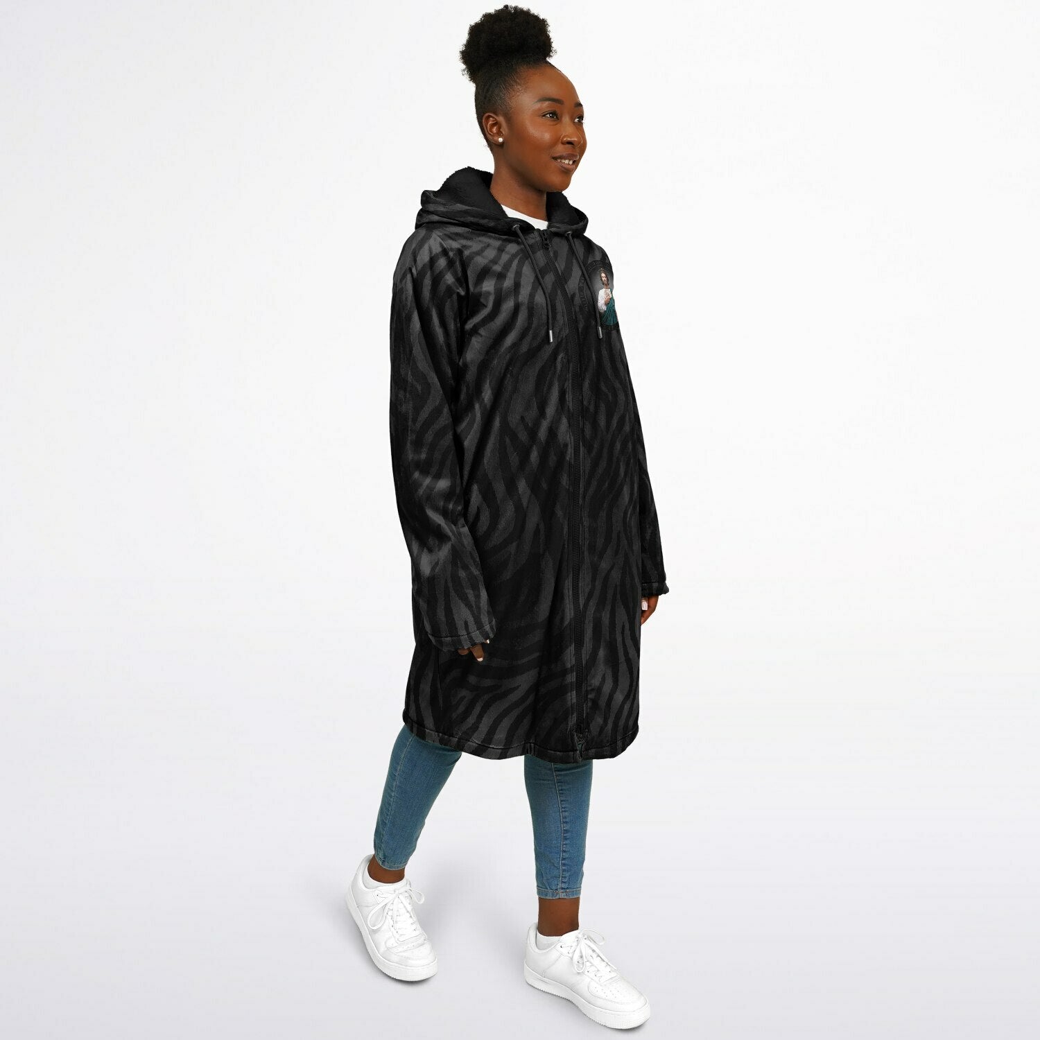 St. Jude Zipper Microfleece Cloak (Black Platinum Stripe) - VENXARA®