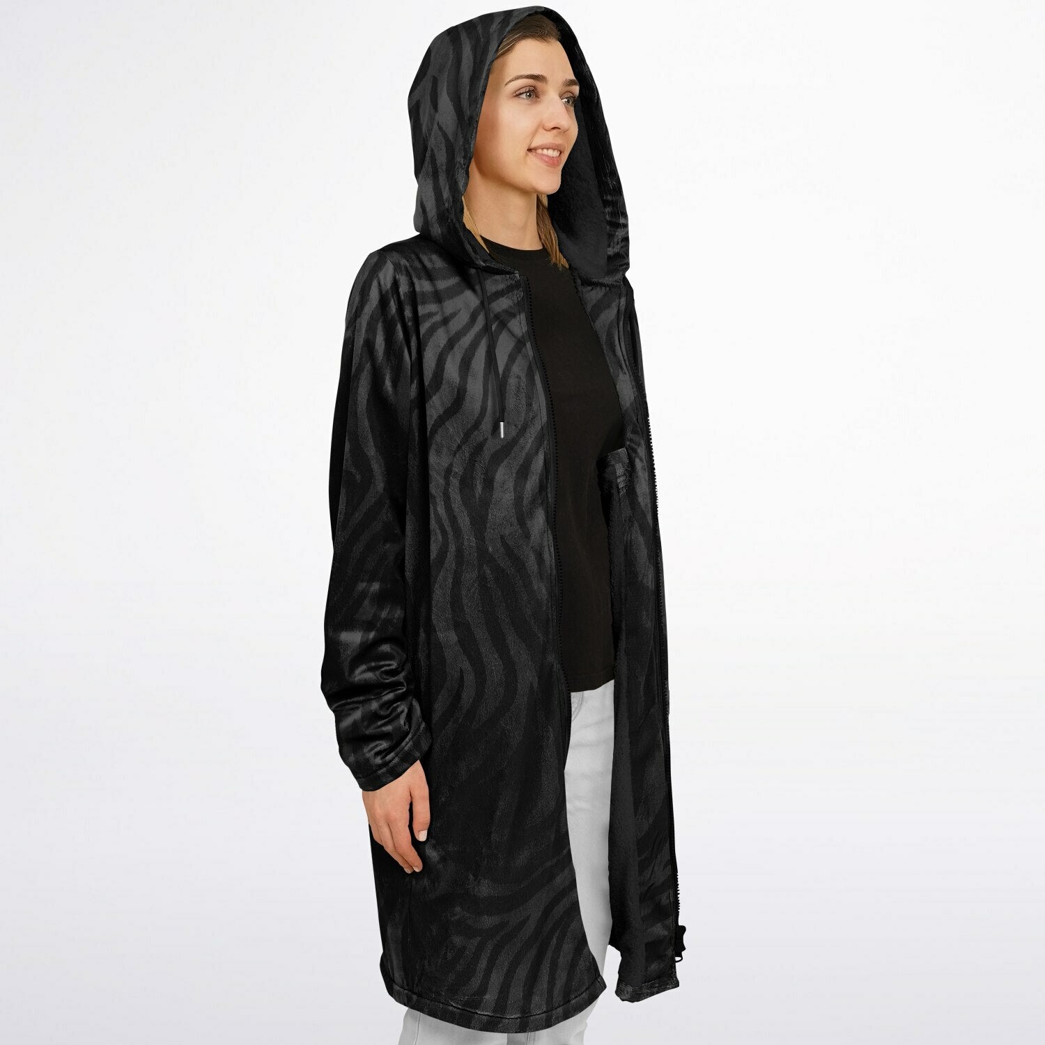 St. Jude Zipper Microfleece Cloak (Black Platinum Stripe) - VENXARA®