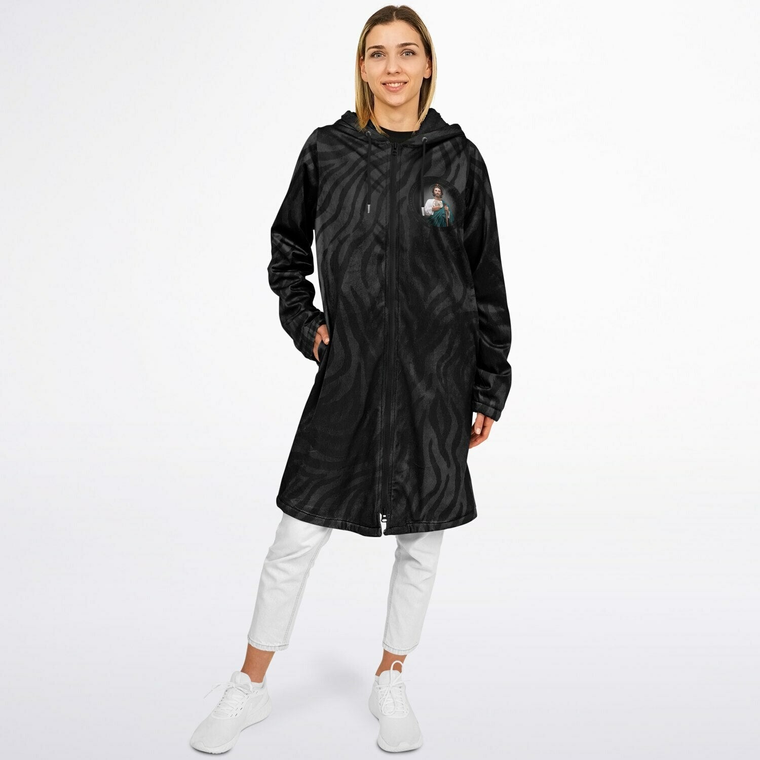 St. Jude Zipper Microfleece Cloak (Black Platinum Stripe) - VENXARA®