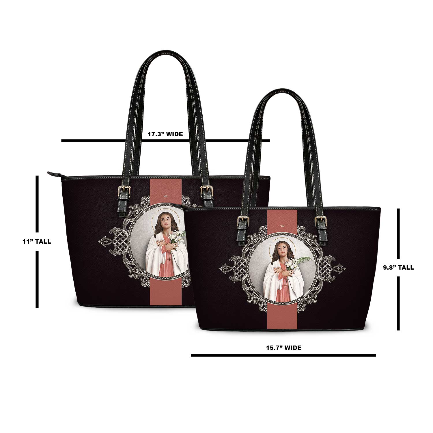 St. Maria Goretti Medallion Tote Bag (Black) - VENXARA®