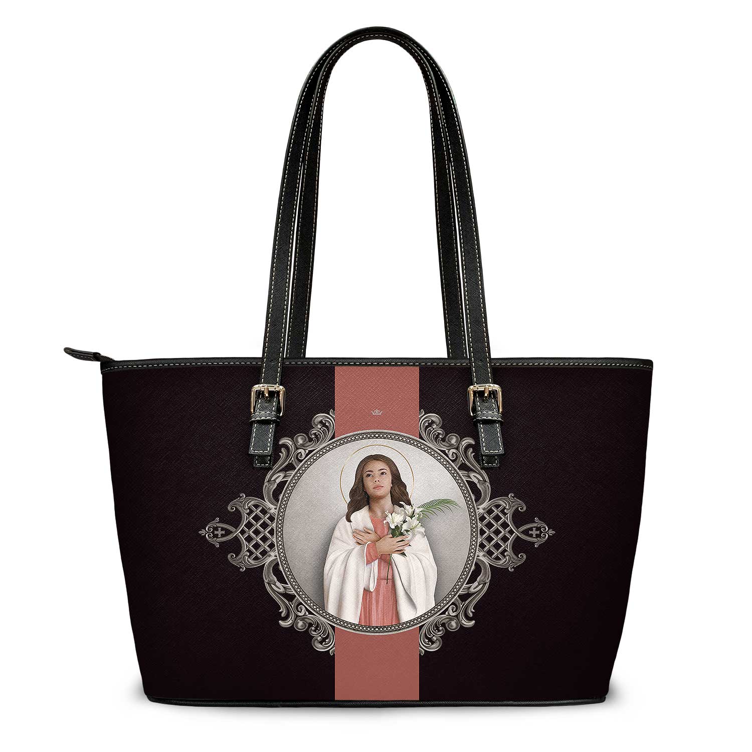 St. Maria Goretti Medallion Tote Bag (Black) - VENXARA®