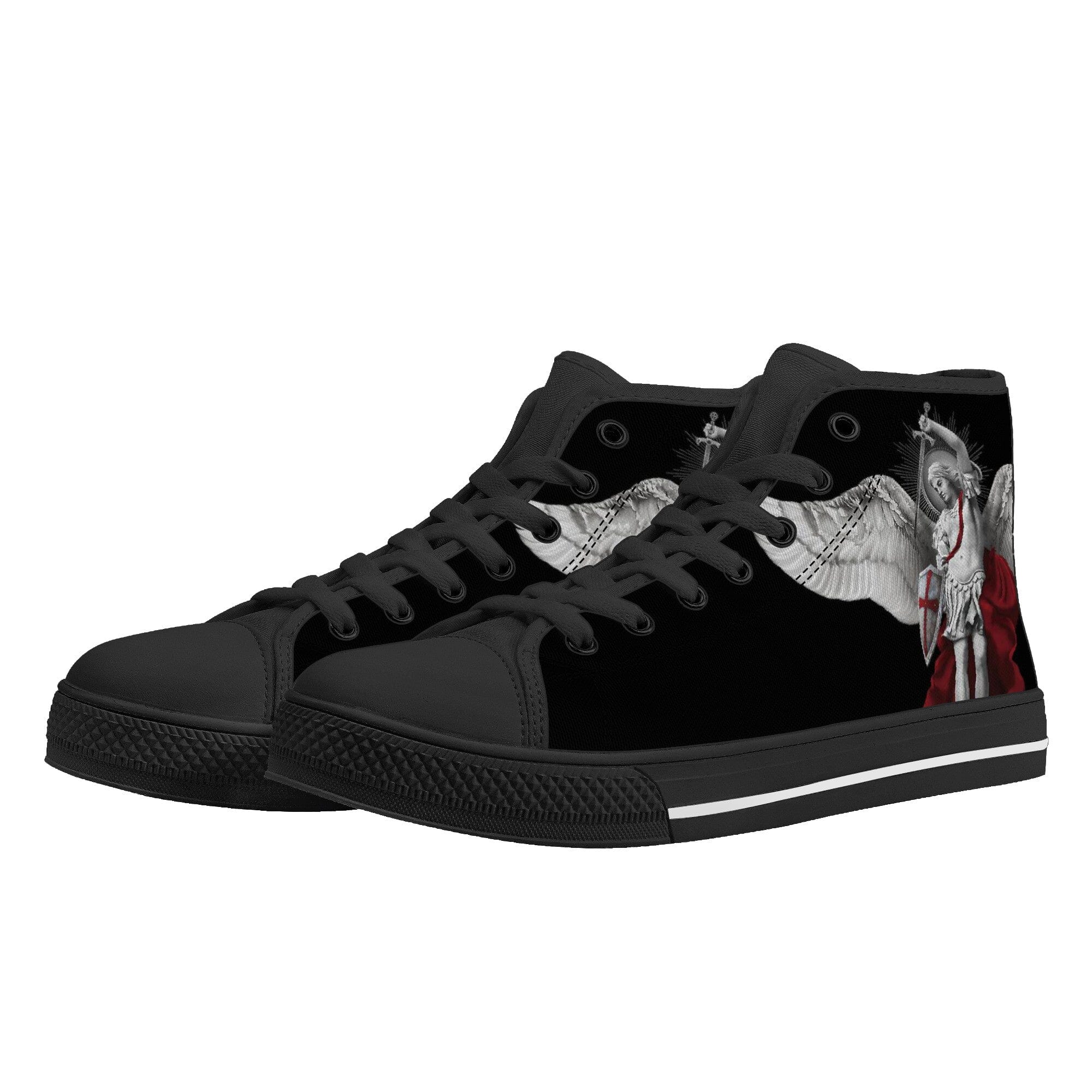 St. Michael the Archangel Canvas High Top Shoes (Black/Black) - VENXARA®