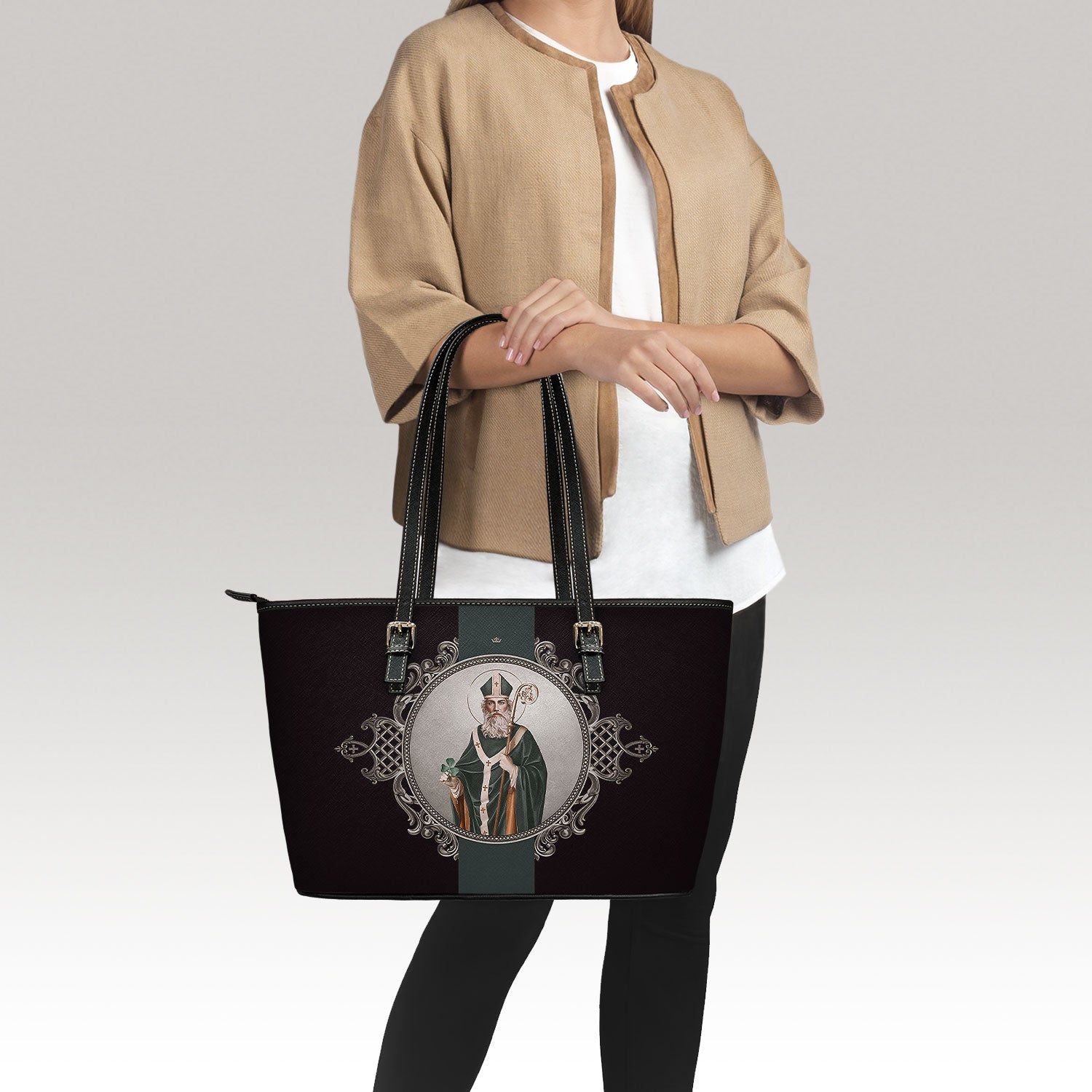 St. Patrick Medallion Tote Bag (Black) - VENXARA®