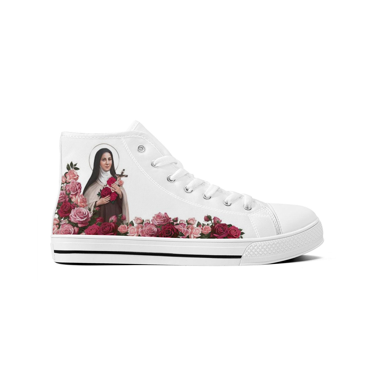 St. Therese of Lisieux Comfort Canvas High Top Shoes (White) - VENXARA®