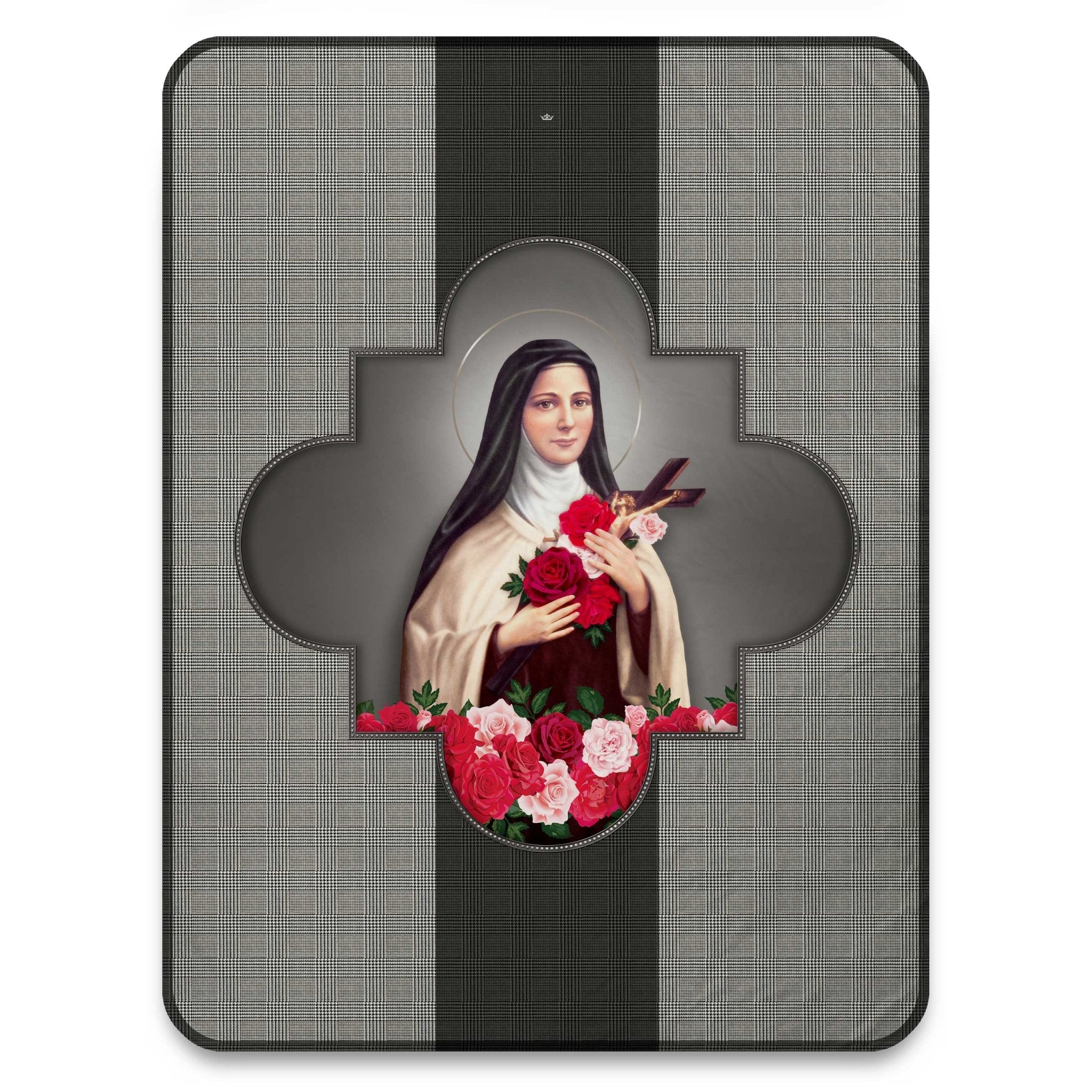 St. Therese of Lisieux Plush Fleece Blanket (Houndstooth) - VENXARA®