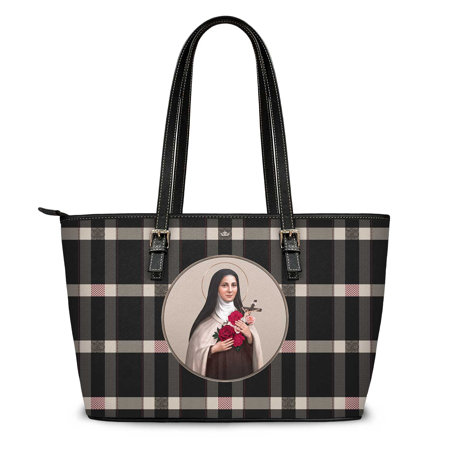 St. Therese of Lisieux Tote Bag (Plaid) - VENXARA®